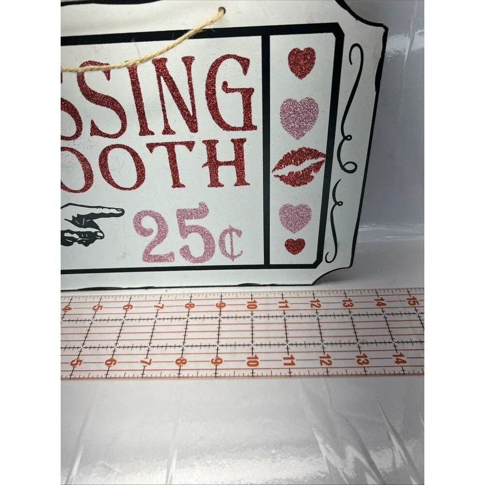 VALENTINE Kissing Booth Mini Stand w/ Banner & Sign- Lips/Hearts, Red/Pink-Decor